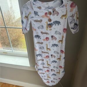 Caden Lane White Safari Animal Newborn Gown